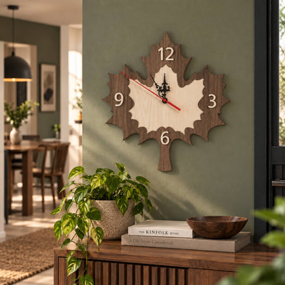Çınar Yaprağı Ahşap Duvar Saati