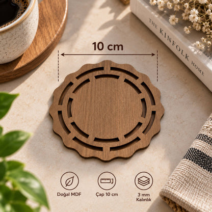 4'lü Ahşap Bardak Altlığı Seti