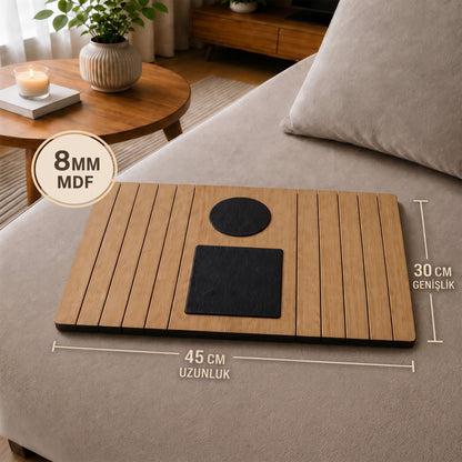 Ahşap Görünümlü Koltuk Kenarı Sehpası – 45 x 30 cm
