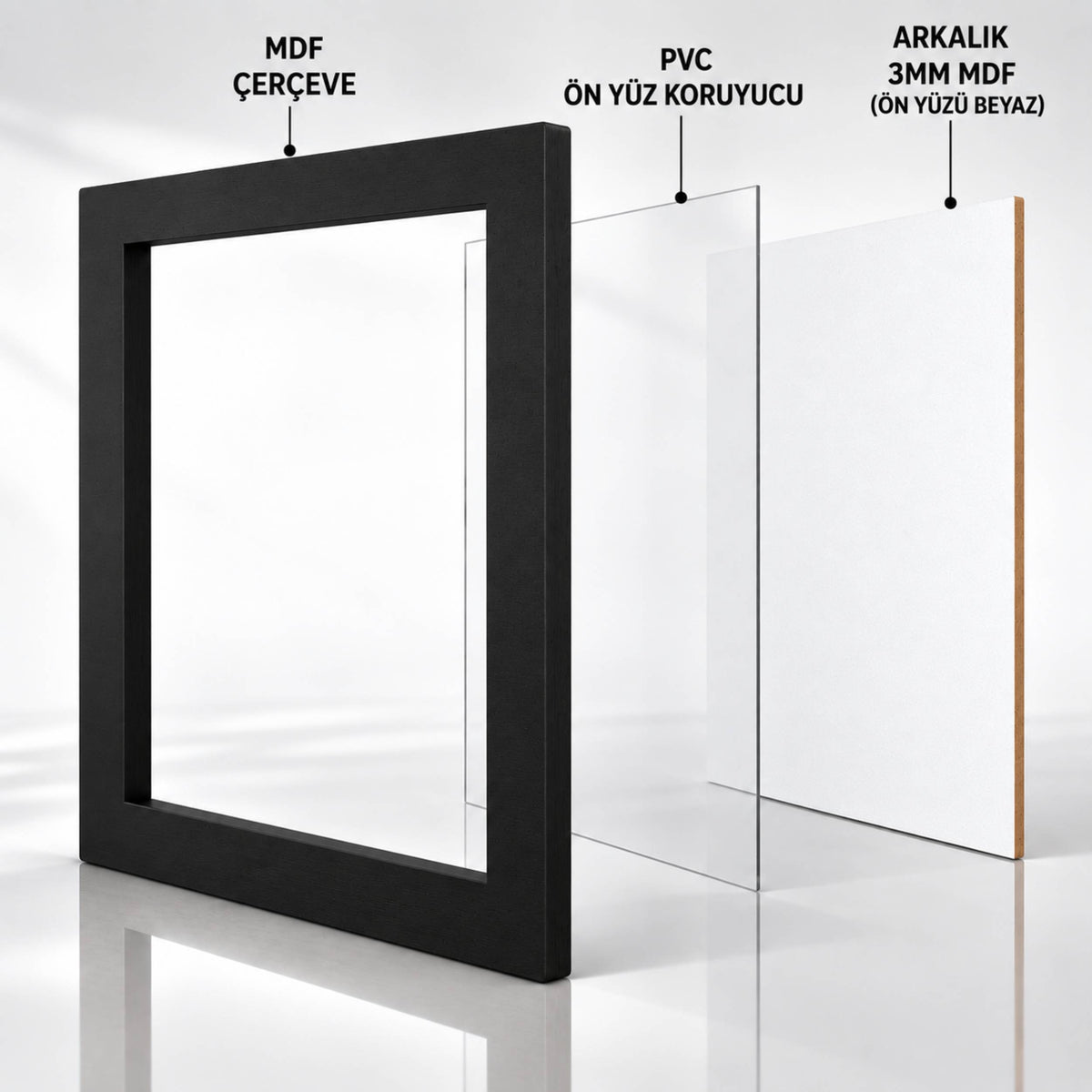 Siyah MDF Çerçeve – Modern Dekoratif Fotoğraf ve Poster Çerçevesi