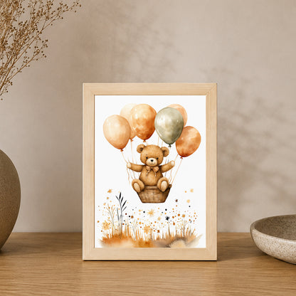 Uçan Balonlu Ayıcık Çocuk Odası Poster Tablo