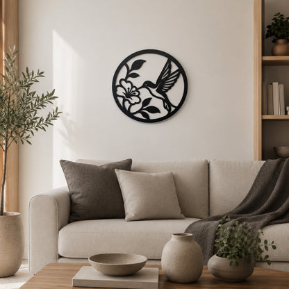 Sinek Kuşu ve Çiçek Ahşap Duvar Dekoru