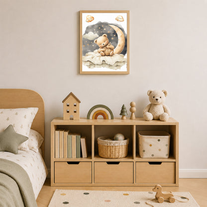 Ayıcık ve Ay Temalı Çocuk Odası Poster Çerçevesi