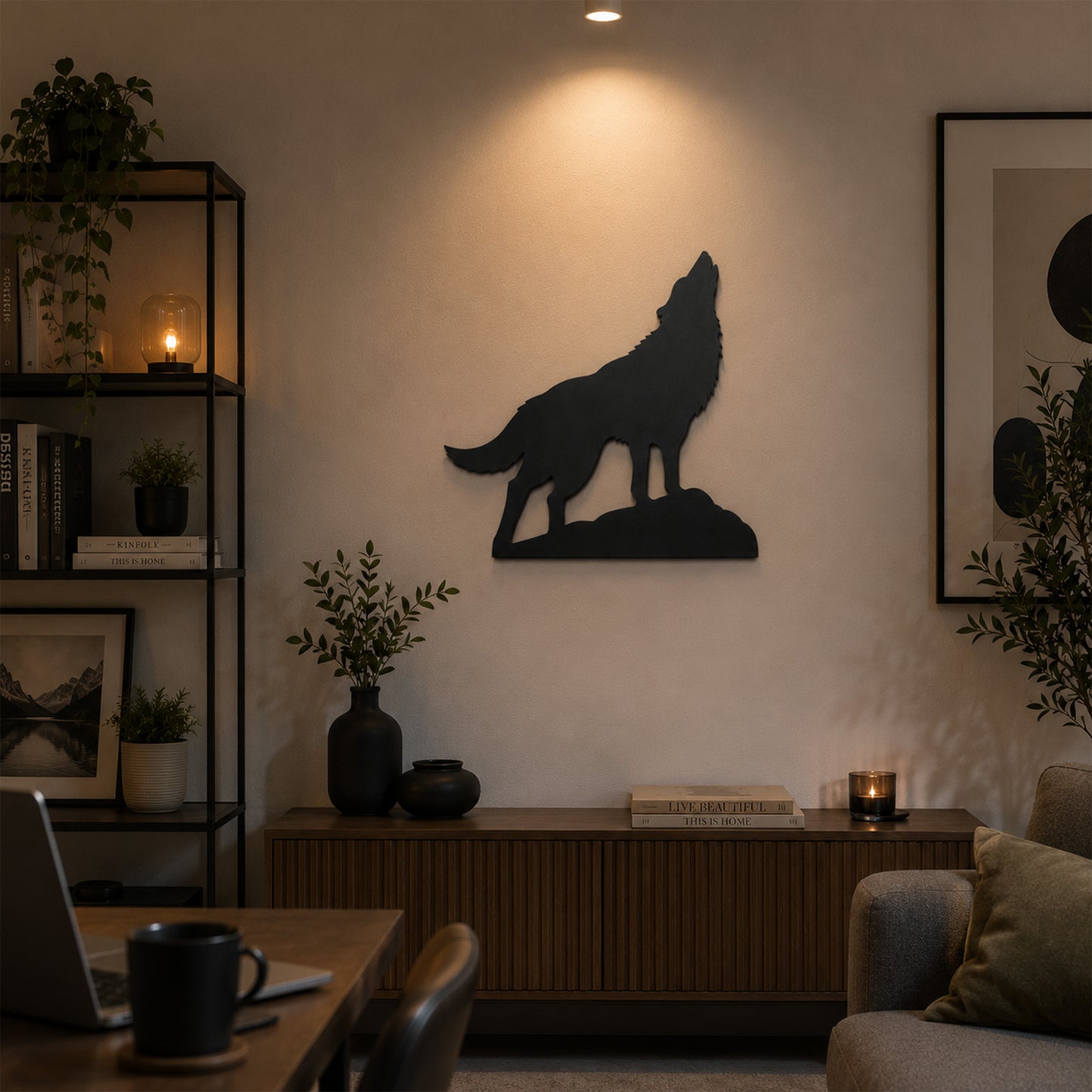 3 mm Siyah MDF Modern Kurt Silüeti Duvar Süsü