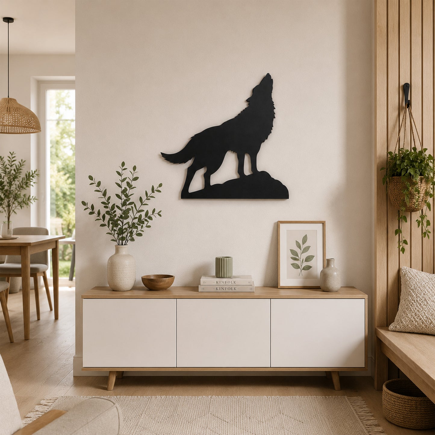 3 mm Siyah MDF Modern Kurt Silüeti Duvar Süsü