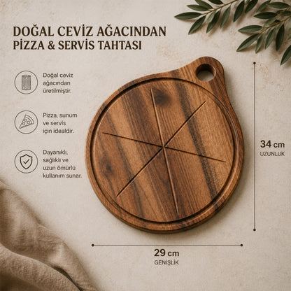 6 Dilim Ceviz Pizza Sunum Tahtası
