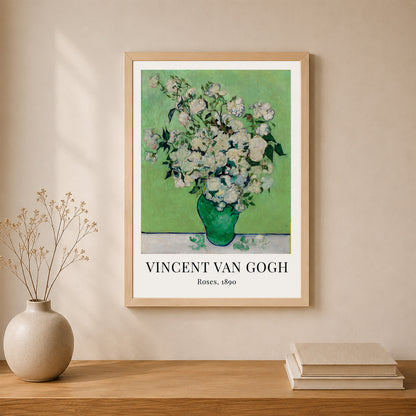 Vincent Van Gogh Roses Poster Ahşap Çerçeveli Klasik Sanat Tablosu