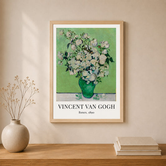 Vincent Van Gogh Roses Poster Ahşap Çerçeveli Klasik Sanat Tablosu