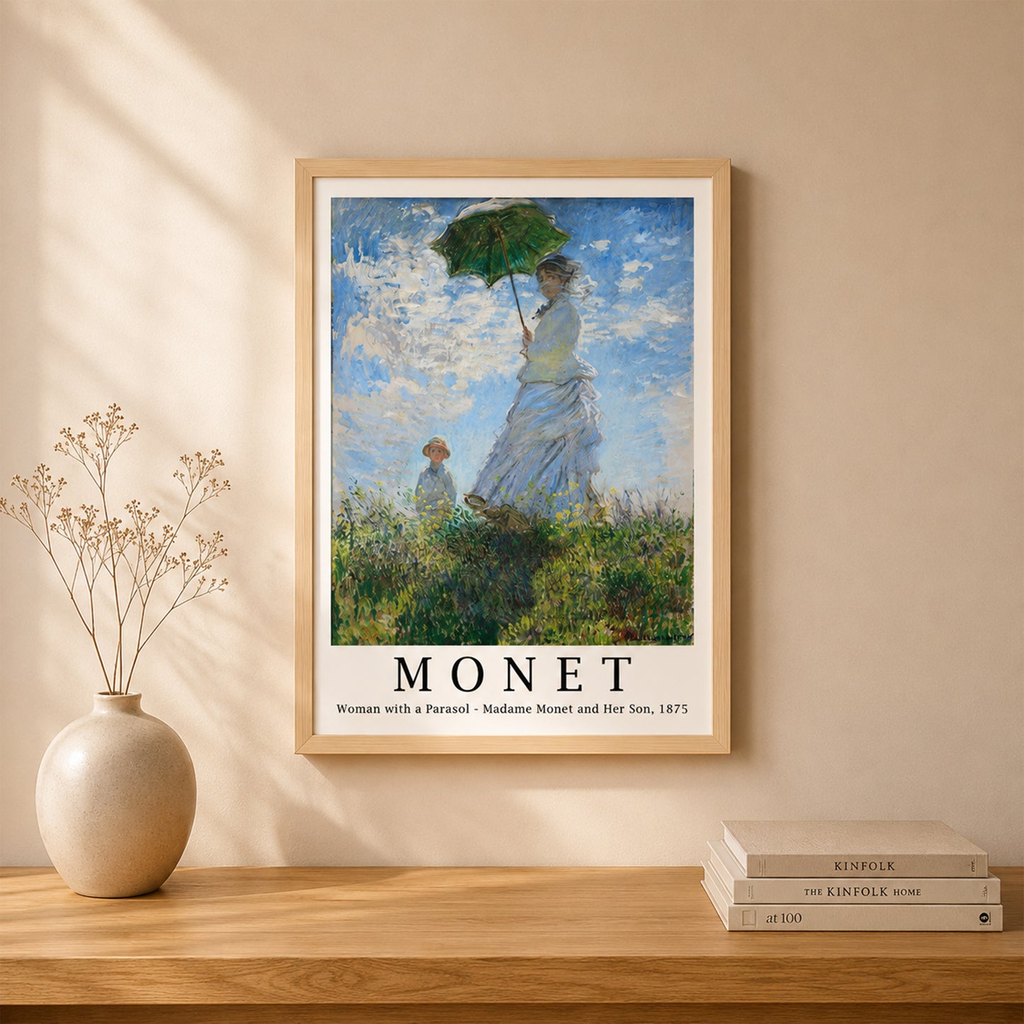 Monet Şemsiyeli Kadın Çerçeveli Sanat Posteri | Woman with a Parasol