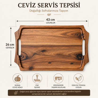 Ceviz Ahşap Servis Tepsisi
