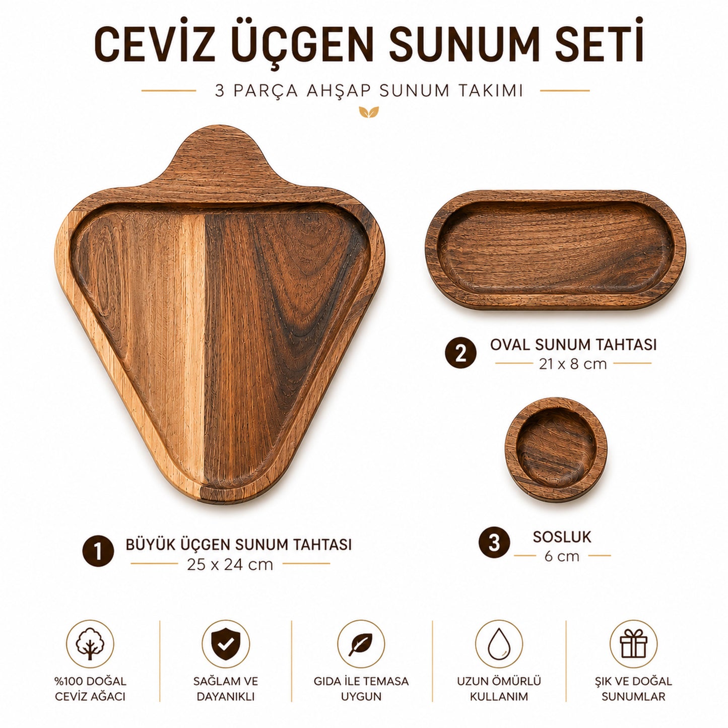 Ceviz Üçgen Sunum Seti