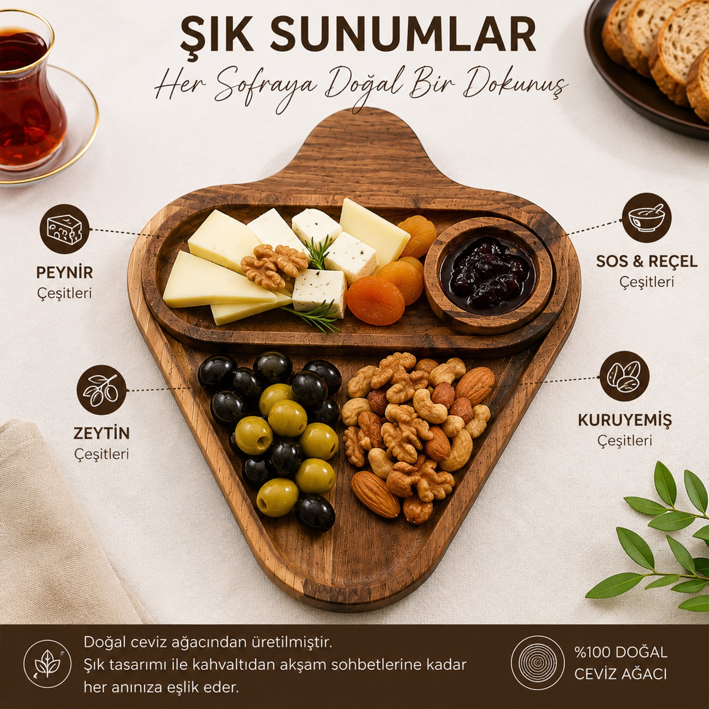Ceviz Üçgen Sunum Seti