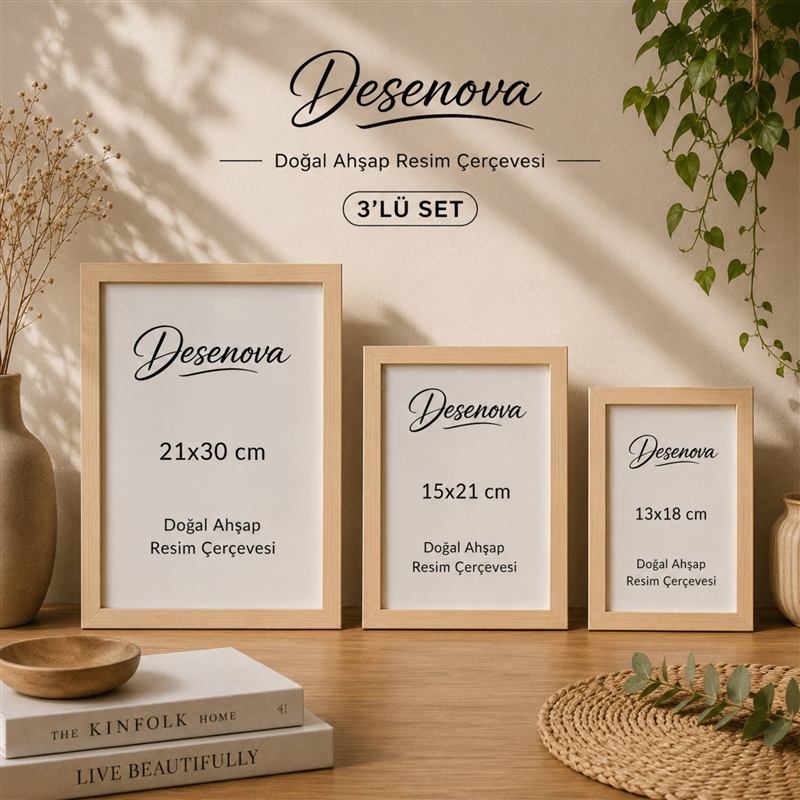 Desenova doğal ahşap çerçeve seti
