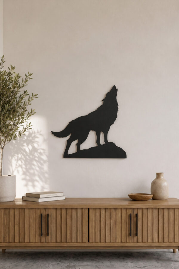 3 mm Siyah MDF Modern Kurt Silüeti Duvar Süsü