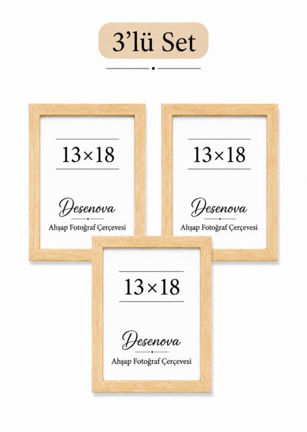 3’lü Set 13x18 cm Ahşap Fotoğraf Çerçevesi Seti