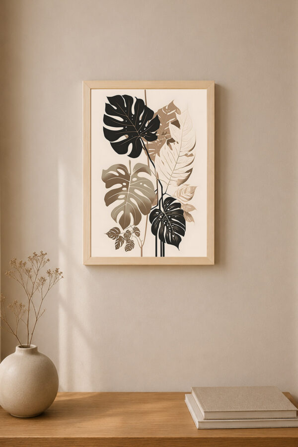 Minimalist Monstera Yaprak Poster – Modern Botanik Duvar Tablosu