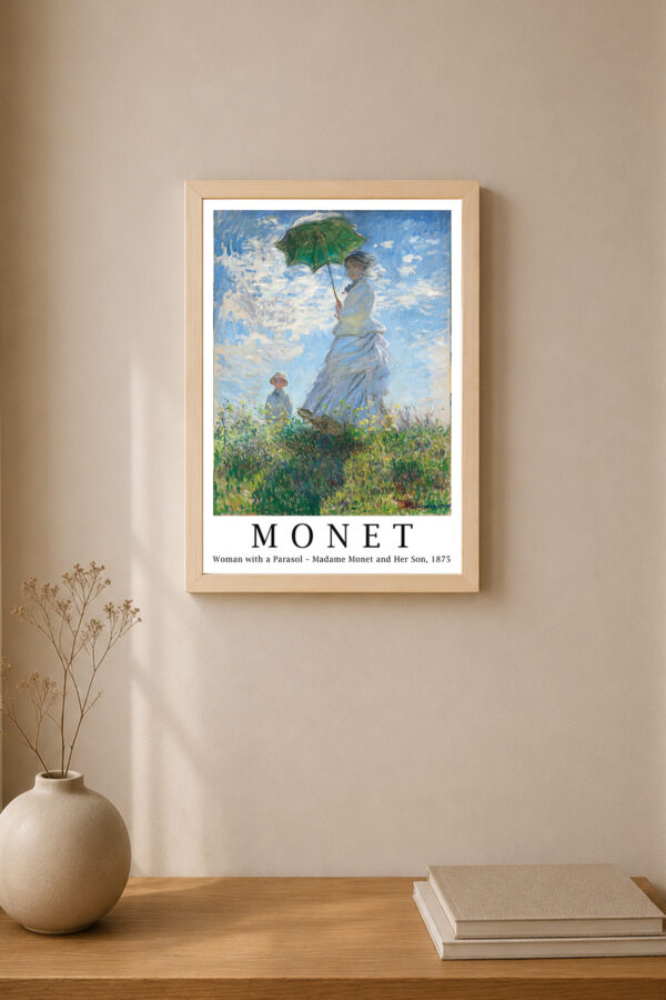Monet Şemsiyeli Kadın Çerçeveli Sanat Posteri | Woman with a Parasol