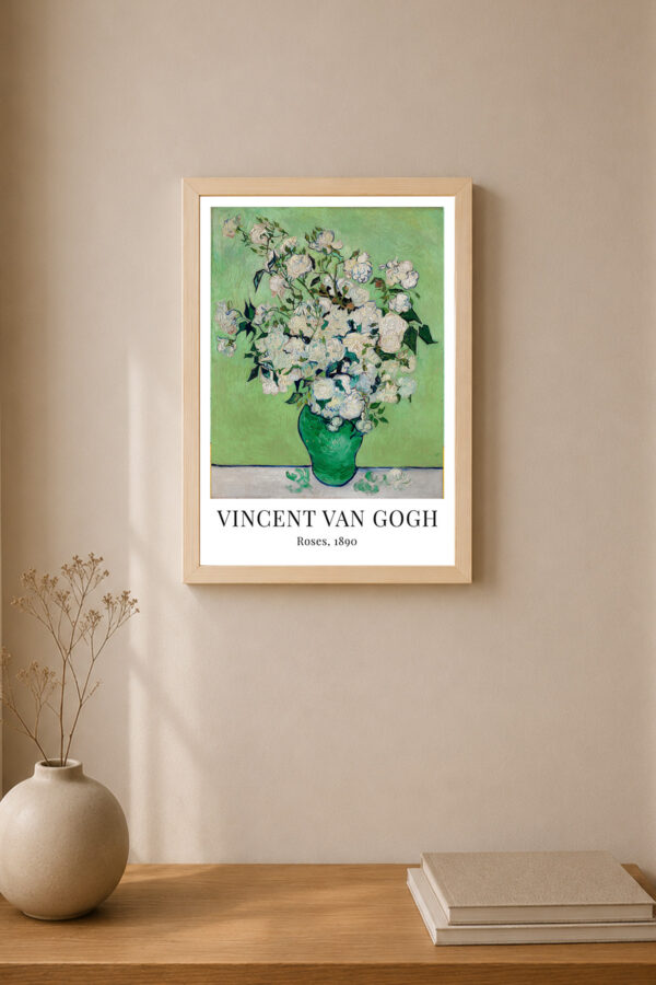 Vincent Van Gogh Roses Poster Ahşap Çerçeveli Klasik Sanat Tablosu
